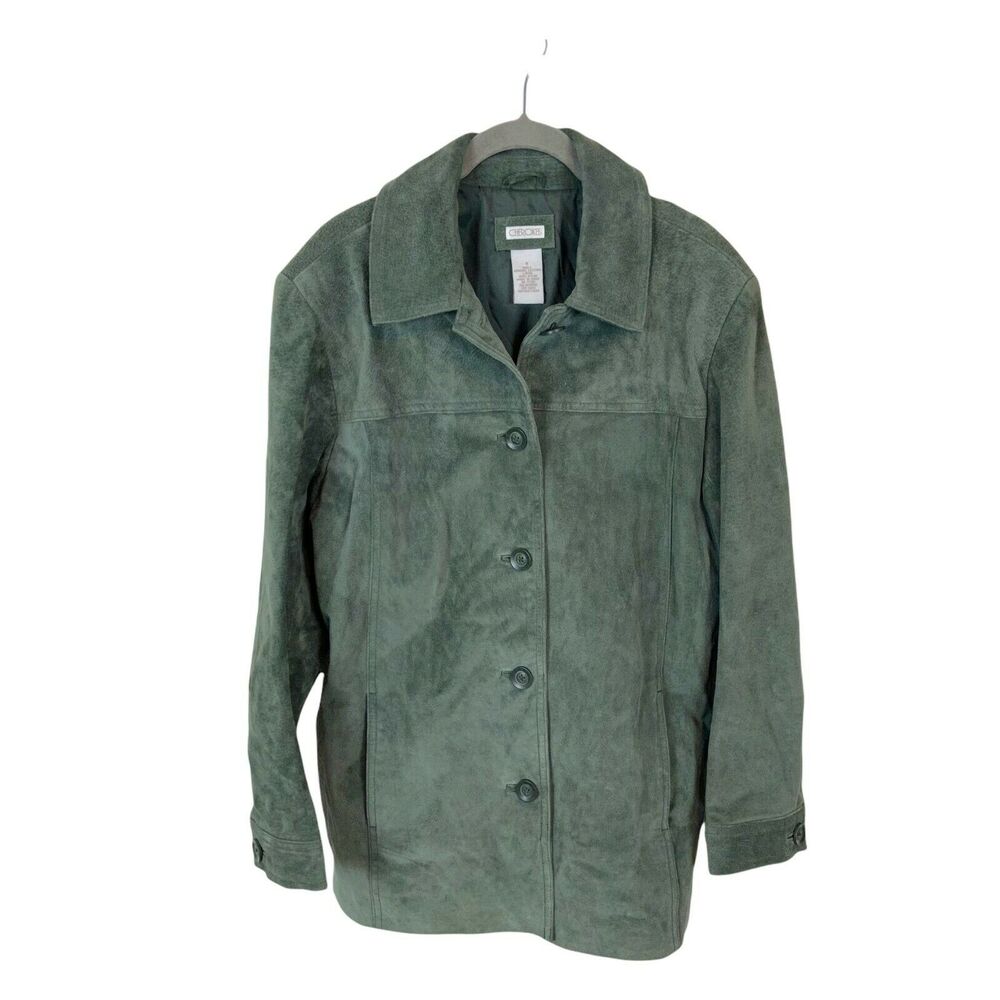 Suede Shirt Jacket Cherokee Women's Light Green Long Sleeve Size Small Vintage